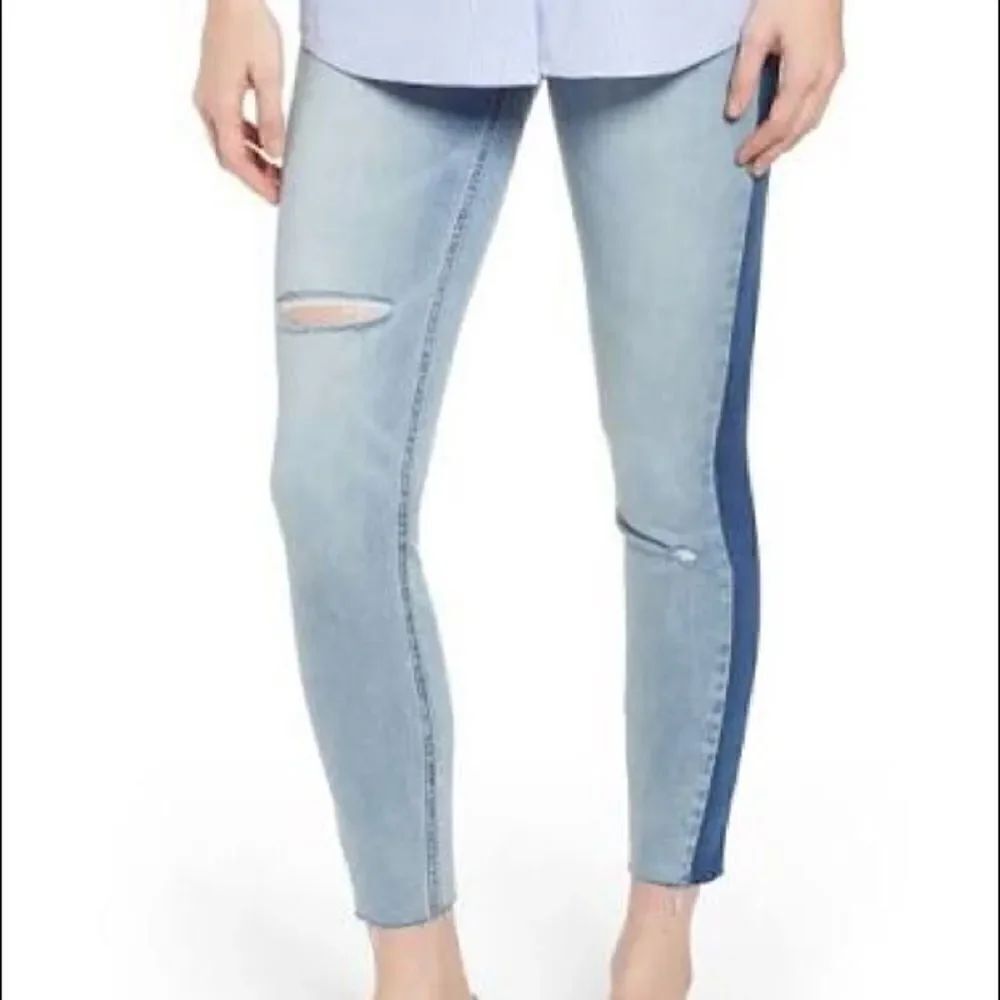 Spanx Distressed Skinny Jeans with Side Stripe Stretch Pull-On Shaping size XS